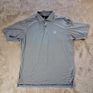 F&G Tech Polo Shirt Mens Large Blue Stripe Stretch Congressional Country Club